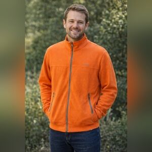 Champion Mens Size S Full Zip Up Mock Neck Athletic Jacket Orange Long Sleeve